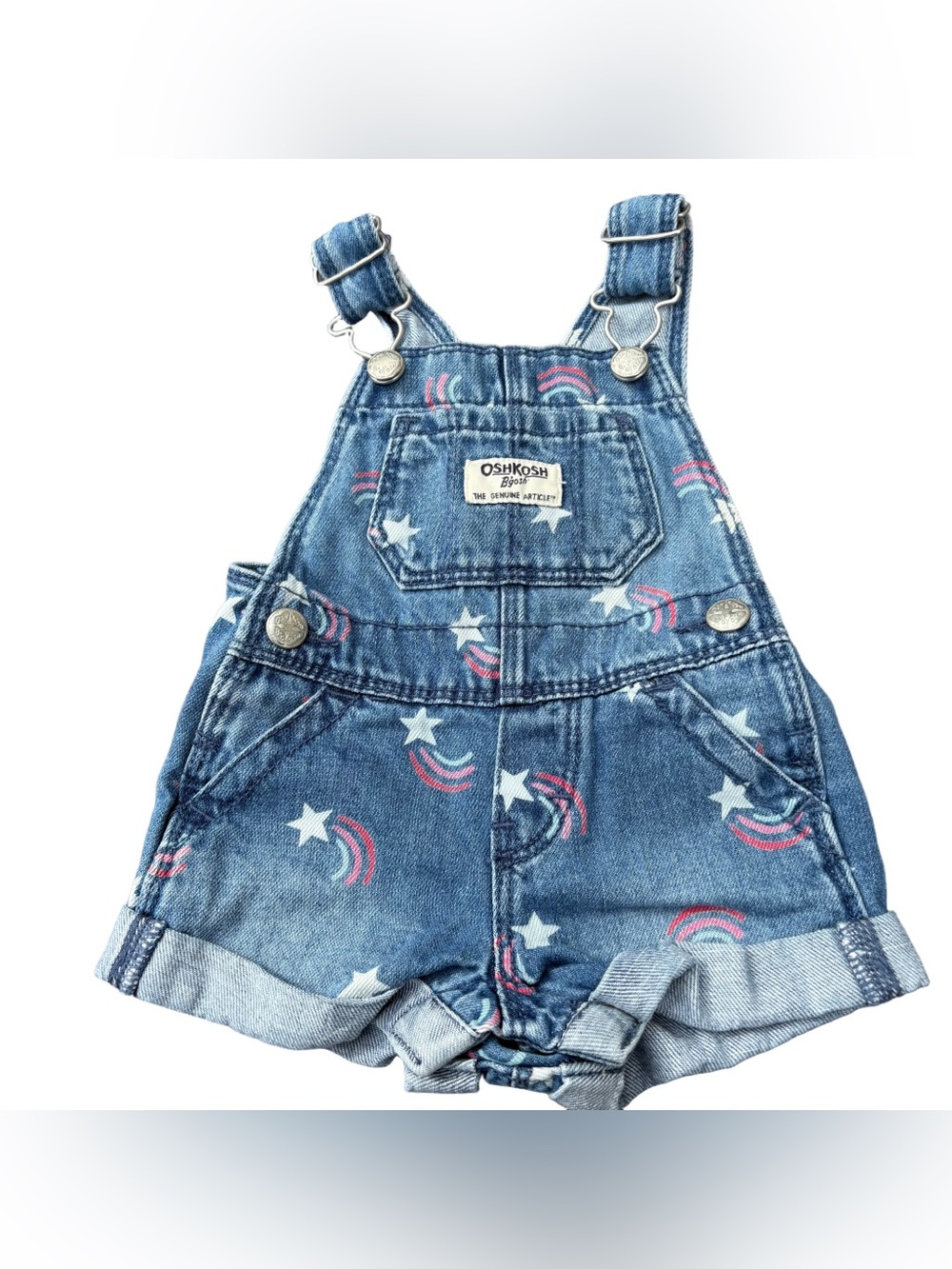 OshKosh B’gosh Toddler Denim Rainbow & Star Short Overalls